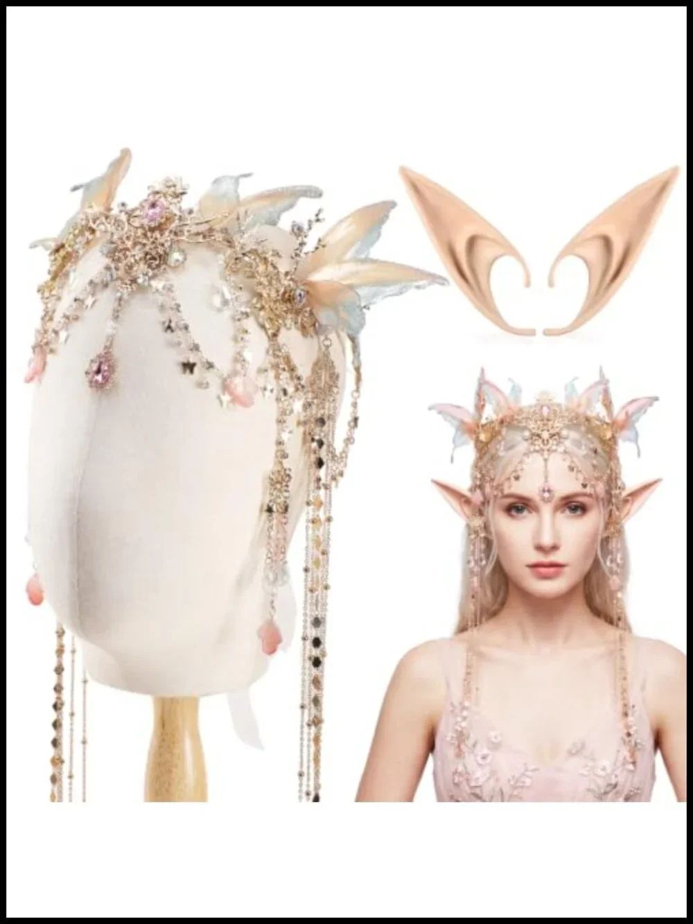 Fairy Crown Butterfly Headband Elf Ears Cosplay Costume